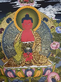 Tibetan Thangka Of Amitabha Buddha High Quality Real Gold And Tibetan Colors