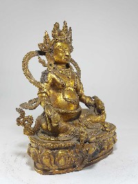 Yellow Jambhala Kuber Statue [full Fire Gold Plated] With [antique Finishing]