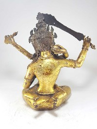 Manjushri With Consort, [shakti], Yab-yum Statue [full Fire Gold Plated] And [antique Finishing]