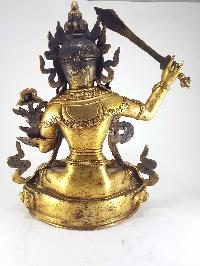 Statue Of Manjushri [full Gold Plated], [antique Finishing]