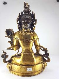 Statue Of White Tara Single Lotus [full Gold Plated], [antique Finishing]