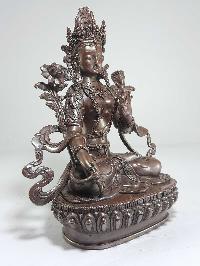 High Quality Statue Of White Tara Copper Plated And Chocolate Oxidized