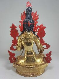 Statue Of Green Tara [full Fire Gold Plated] With [painted Face]