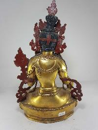 Old Statue Of White Tara [full Gold Plated] And [painted Face]