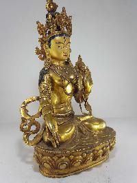 Old Statue Of White Tara [full Gold Plated] And [painted Face]