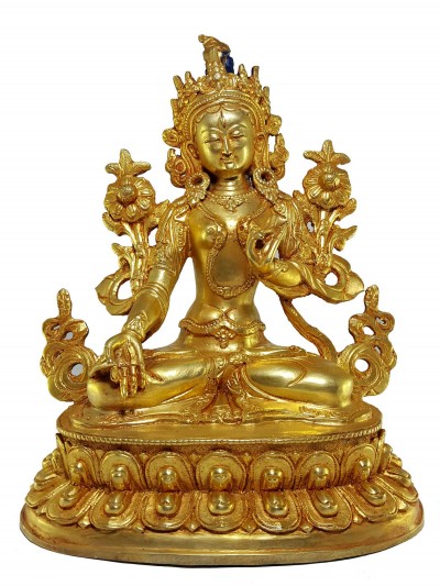 Statue Of White Tara Gold Palted