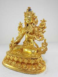 Statue Of White Tara Gold Palted