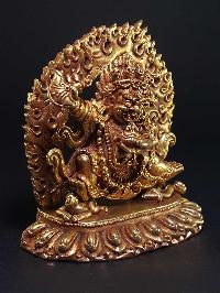 Statue Of Mahakala Of The Black Cloak, Kajupa Mahakala, Gold Plated