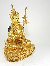 Statue Of Guru Padmasambhava [full Fire Gold Plated] With [painted Face]