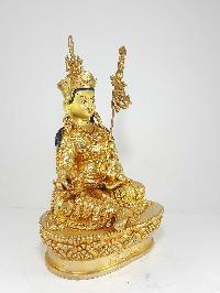 Statue Of Guru Padmasambhava [full Fire Gold Plated] With [painted Face]