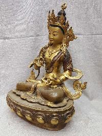 Old Buddhist Handmade Statue Of Vajrasattva, [partly Gold Plated] And [painted Face],- Face Repair On Request, [big Statue]