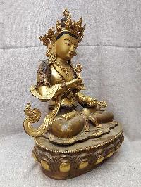 Old Buddhist Handmade Statue Of Vajrasattva, [partly Gold Plated] And [painted Face],- Face Repair On Request, [big Statue]