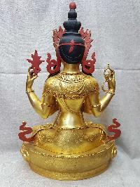 Statue Of Avalokitesvara [partly Gold Plated], [painted Face], [big Statue]