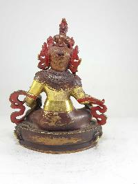 Statue Of Yellow Jambhala Partly Gold Plated With [painted Face]