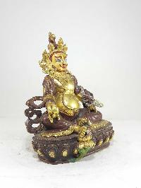 Statue Of Yellow Jambhala Partly Gold Plated With [painted Face]