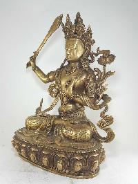 Original Statue Of Manjushri In Natural Bronze Finishing