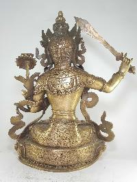 Original Statue Of Manjushri In Natural Bronze Finishing