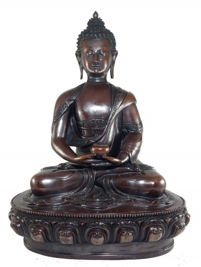 Statue Of Amitabha Buddha In Dark Chocolate Oxidation