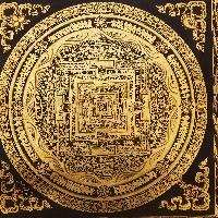 Tibetan Kalachakra Mandala Thangka Painting On Golden Color Only [variation 1]