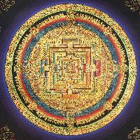 Tibetan Kalachakra Mandala With Shaded Lotus Background