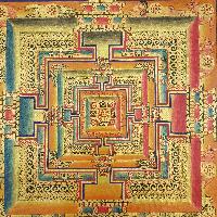 Tibetan Kalachakra Mandala With Shaded Lotus Background