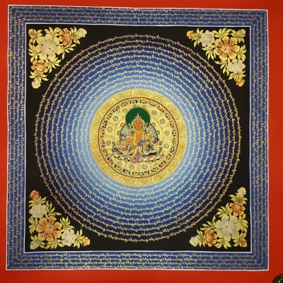 Tibetan Correct And Dedicated Mantra Mandala Thangka Painting Of Yellow Jambhala (kuber, Dzambhala )