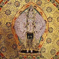 Tibetan Correct And Dedicated Mantra Mandala Thangka Painting Of Avalokitesvara (sahasrabhuja Avalokitesvara)