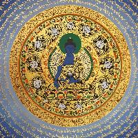 Tibetan Correct And Dedicated Mantra Mandala Thangka Painting Of Medicine Buddha