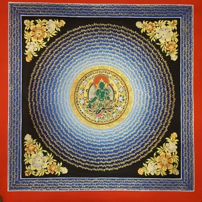 Tibetan Correct And Dedicated Mantra Mandala Thangka Painting Of Green Tara