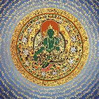 Tibetan Correct And Dedicated Mantra Mandala Thangka Painting Of Green Tara