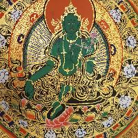 Tibetan Correct And Dedicated Mantra Mandala Thangka Painting Of Green Tara