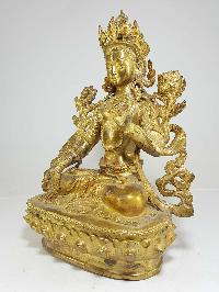 Statue Of White Tara, Newari Style, [full Fire Gold Plated], [antique Finishing], 16th Century Patan Museum Copy