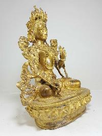 Statue Of White Tara, Newari Style, [full Fire Gold Plated], [antique Finishing], 16th Century Patan Museum Copy