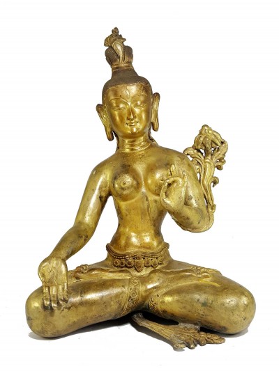 Statue Of White Ara, Newari Style, [full Fire Gold Plated], [antique Finishing], 16th Century Patan Museum Copy