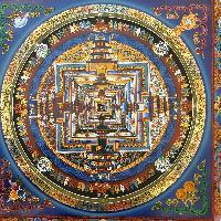 Real Gold Tibetan Kalachakra Mandala With Dragon Border, Hiigh Quality