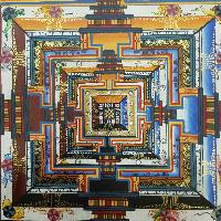 Real Gold Tibetan Kalachakra Mandala With Dragon Border, Hiigh Quality