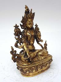 Statue Of White Tara [full Fire Gold Plated], And [antique Finishing]