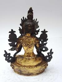 Statue Of White Tara [full Fire Gold Plated], And [antique Finishing]