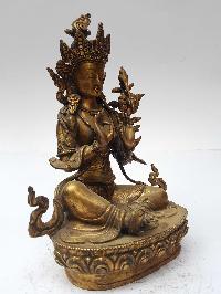 Statue Of Manjushri [full Fire Gold Plated], And [antique Finishing]