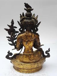 Statue Of Manjushri [full Fire Gold Plated], And [antique Finishing]