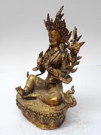 Statue Of Manjushri [full Fire Gold Plated], And [antique Finishing]