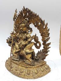 Statue Of Namtose Vaisravana Lion Jambhala [full Fire Gold Plated], And [antique Finishing]