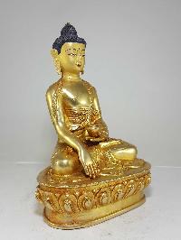 Statue Of Shakyamuni Buddha [full Fire Gold Plated], With [painted Face]