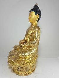 Statue Of Amitabha Buddha [full Fire Gold Plated] And [painted Face]