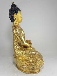 Statue Of Amitabha Buddha [full Fire Gold Plated] And [painted Face]