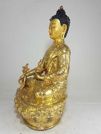 Statue Of Medicine Buddha [full Fire Gold Plated] And [painted Face]