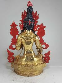 Statue Of Green Tara [full Fire Gold Plated] And [painted Face]