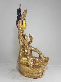 Statue Of Green Tara [full Fire Gold Plated] And [painted Face]