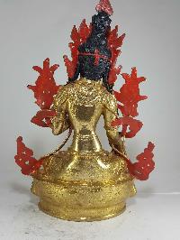 Statue Of White Tara [full Fire Gold Plated] And [painted Face]