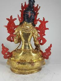 Statue Of White Tara [full Fire Gold Plated] And [painted Face]